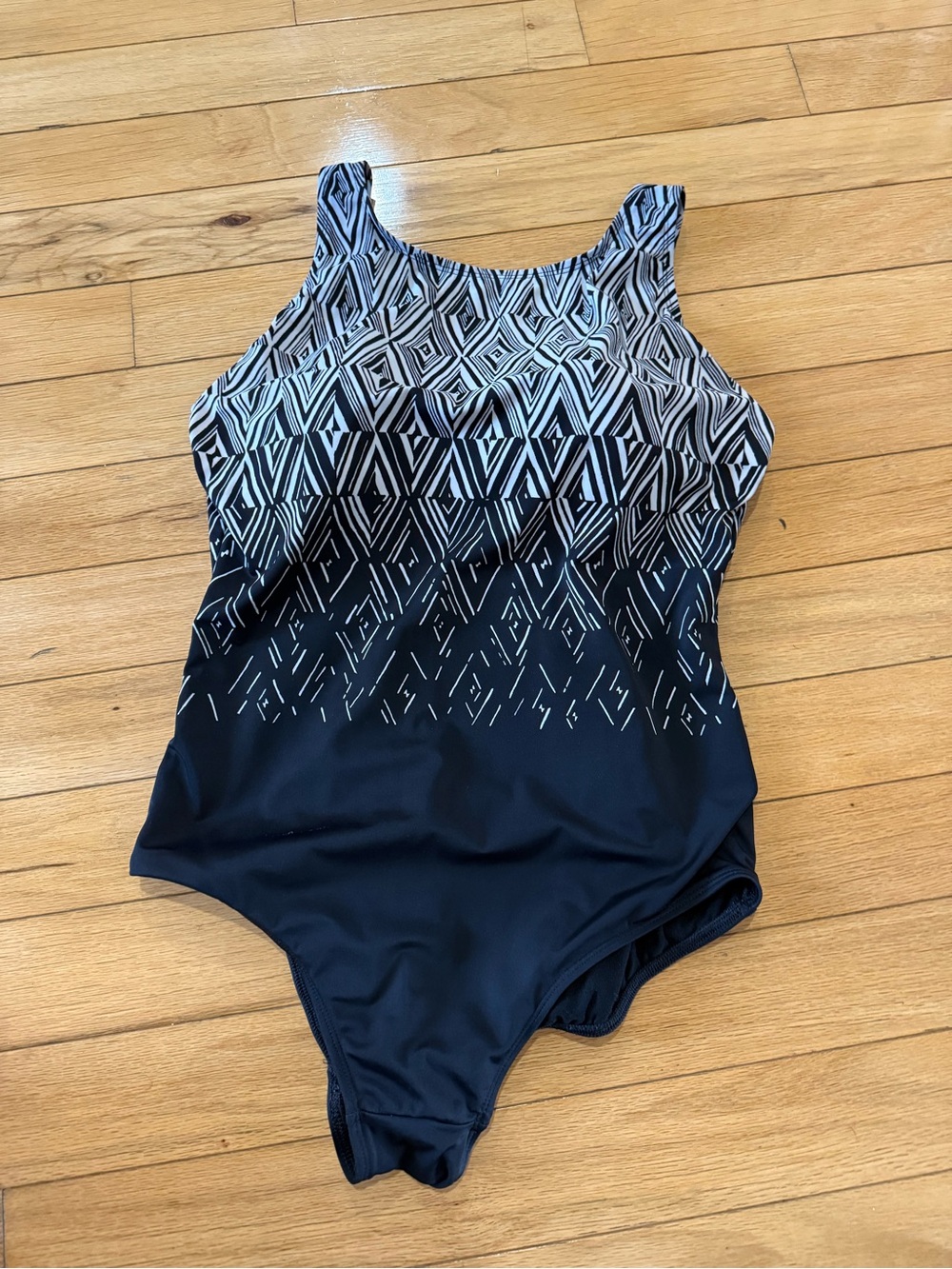 Longitude Black and White Geometric Women’s One-Piece